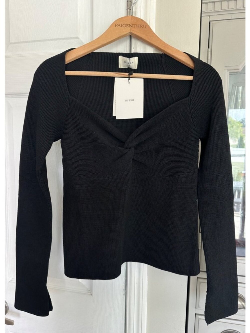 Dissh XXL Black Anika Twisted Long Sleeved Ribbed Top NEW
